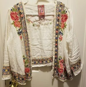 Johnny Was Embroidered Kimono Jacket Sweater
